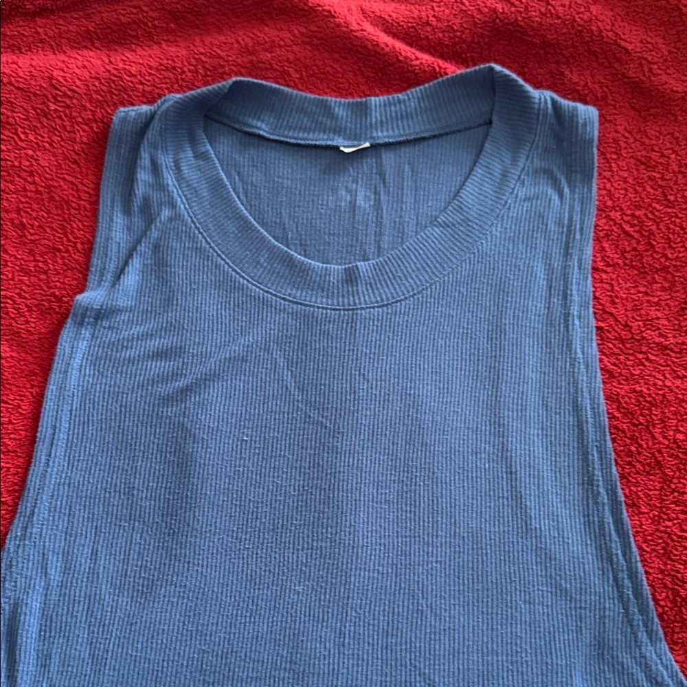 ALO Yoga Ribbed Blue Tank Top